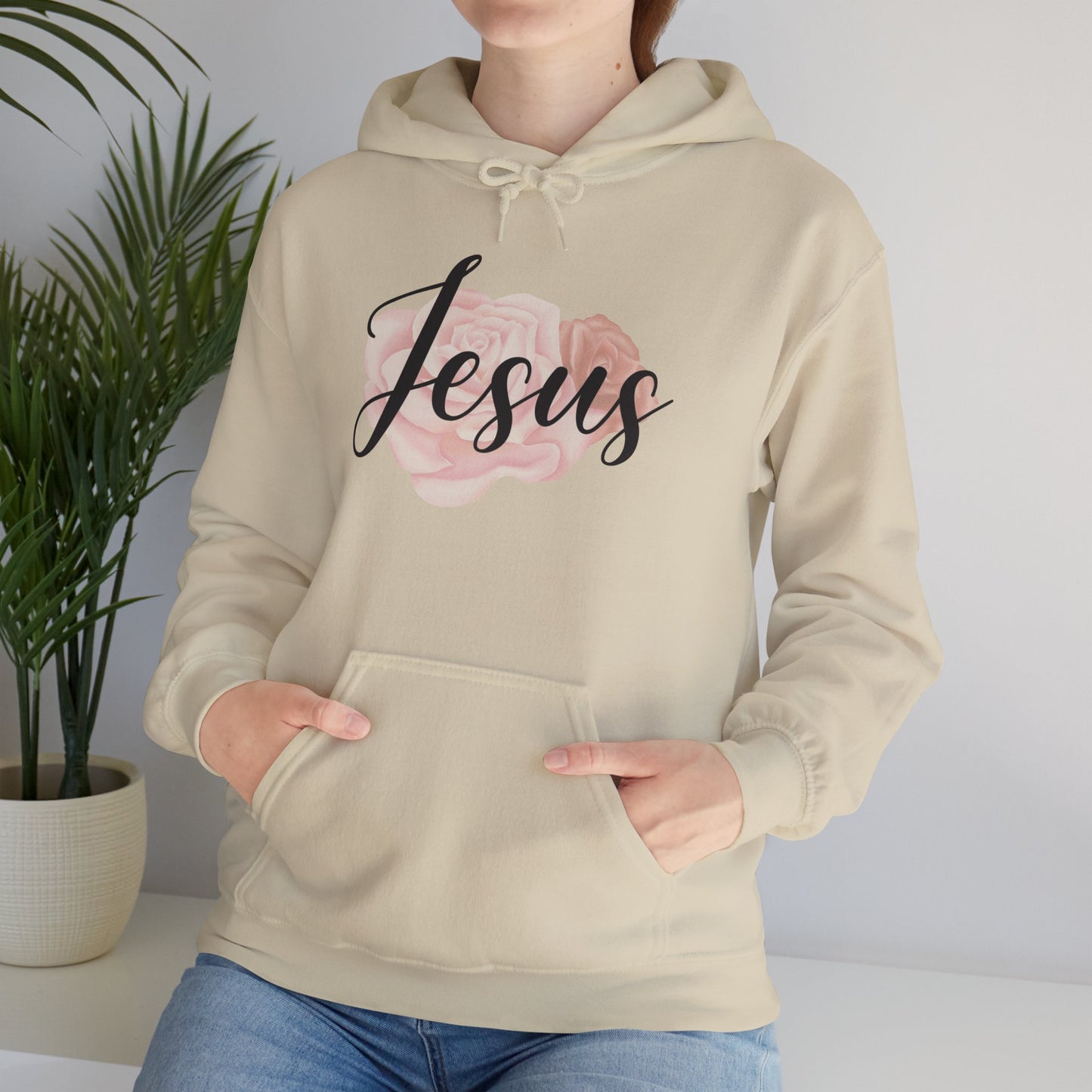 Jesus Hoodie with Roses, Christian Floral Sweatshirt, Faith-Based Hoodie, Scripture Apparel for Women
