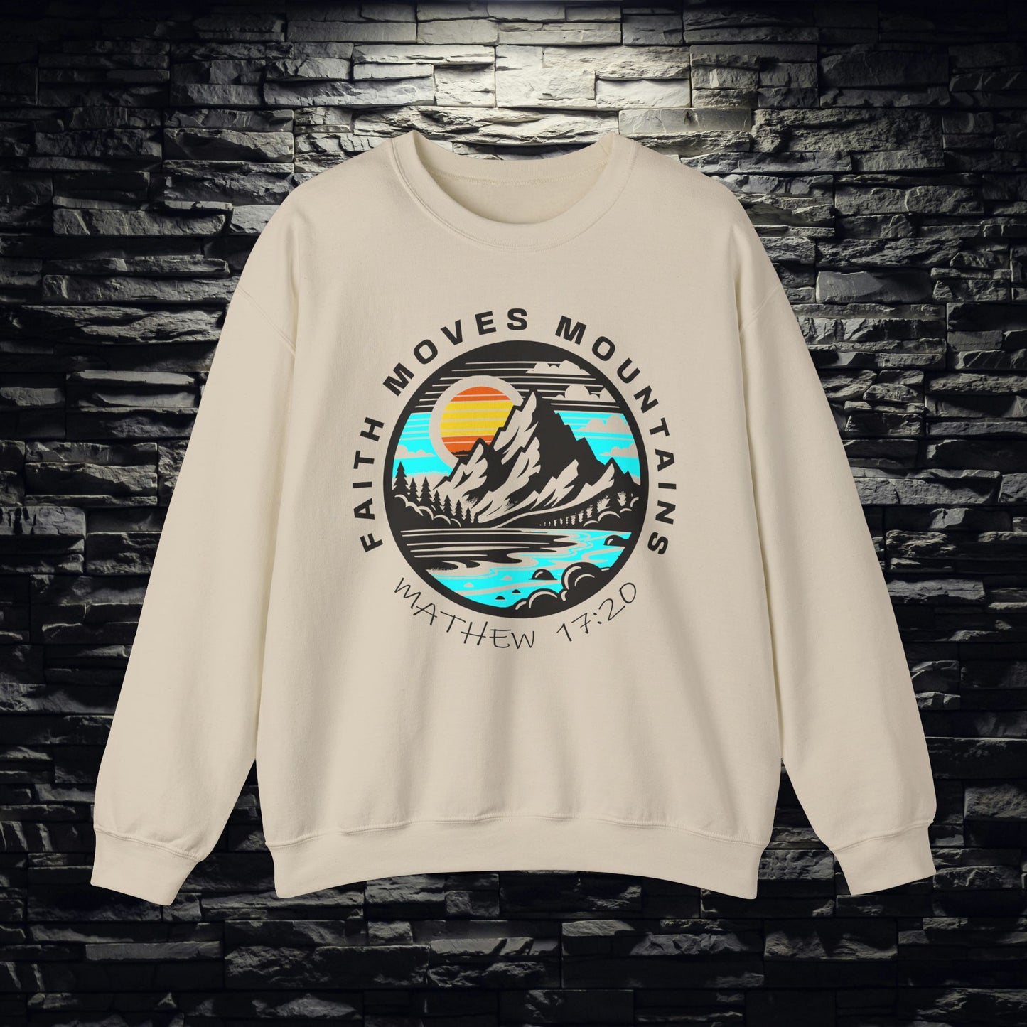 Vibrant Faith Moves Mountains Crewneck Sweatshirt
