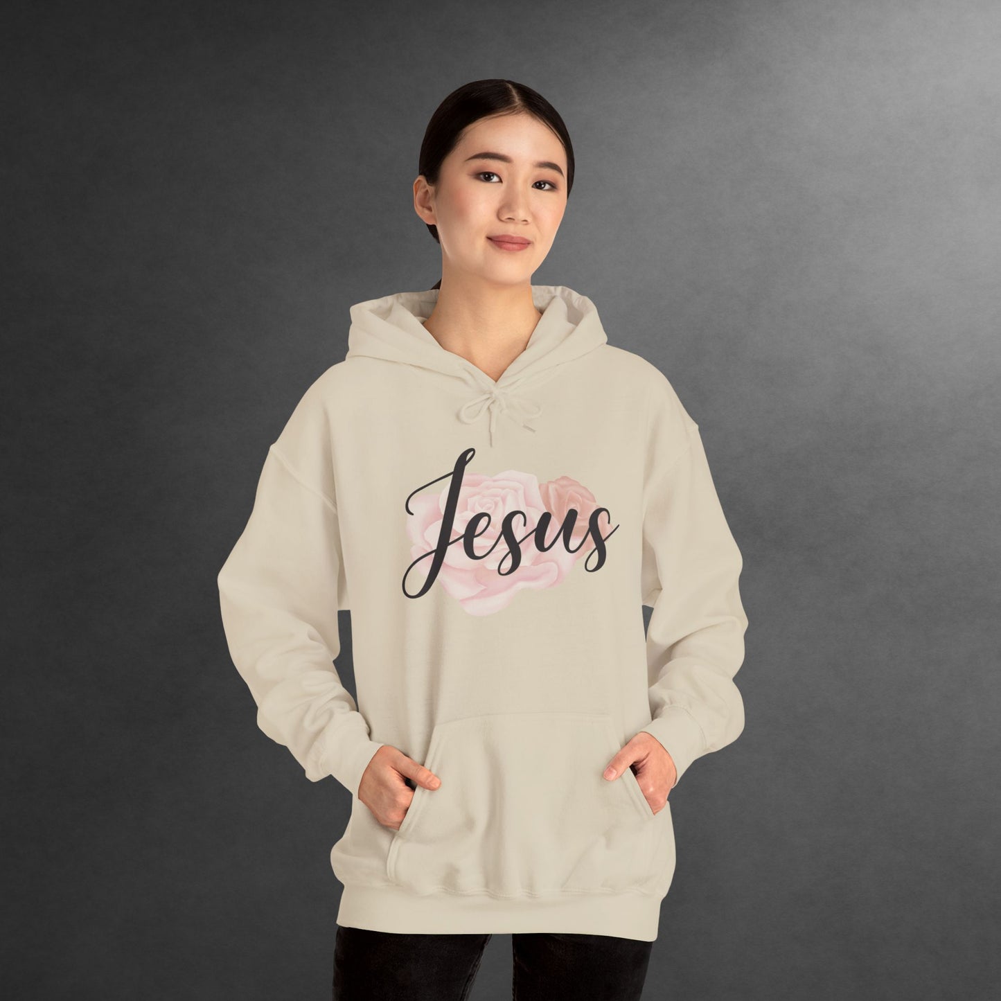 Jesus Hoodie with Roses, Christian Floral Sweatshirt, Faith-Based Hoodie, Scripture Apparel for Women