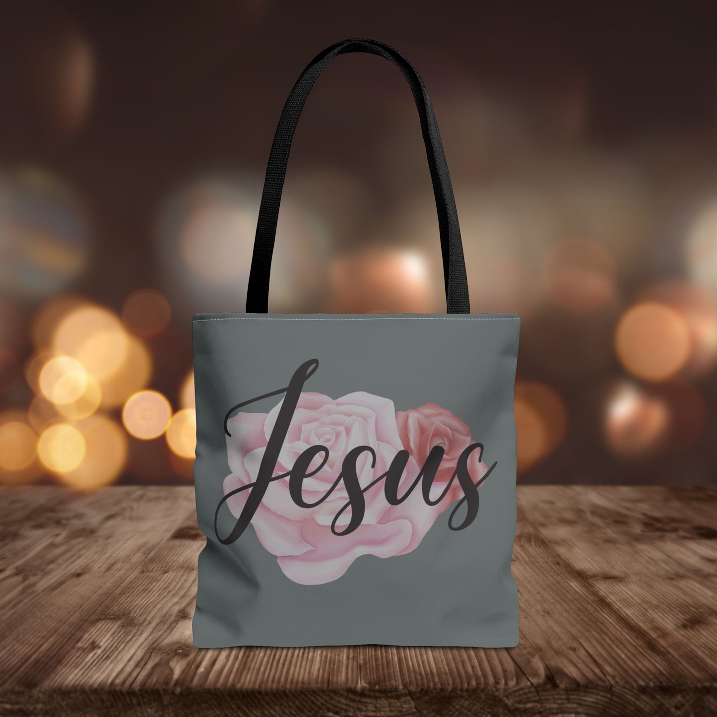 Jesus and Roses Floral Tote Bag