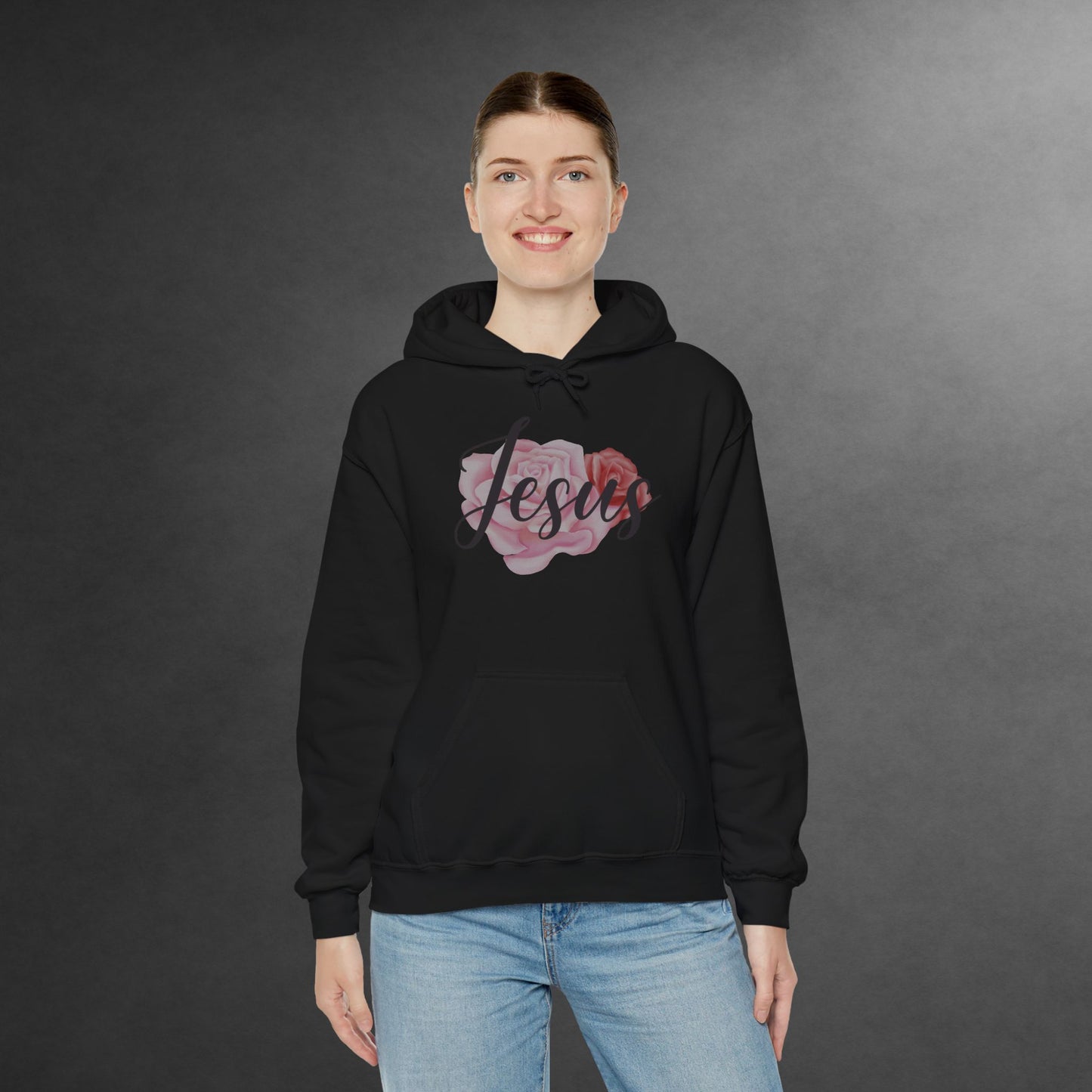 Jesus Hoodie with Roses, Christian Floral Sweatshirt, Faith-Based Hoodie, Scripture Apparel for Women