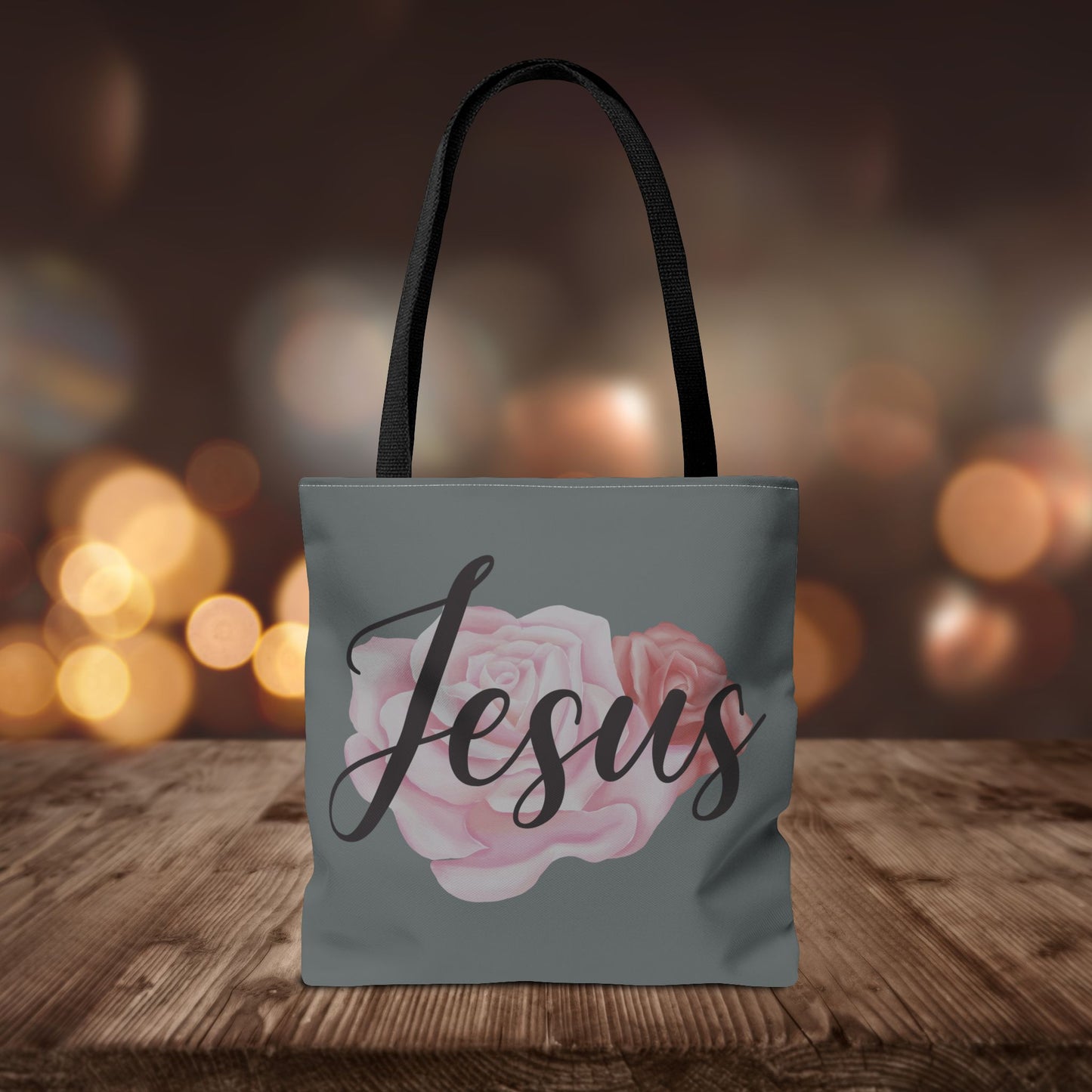 Jesus and Roses Floral Tote Bag