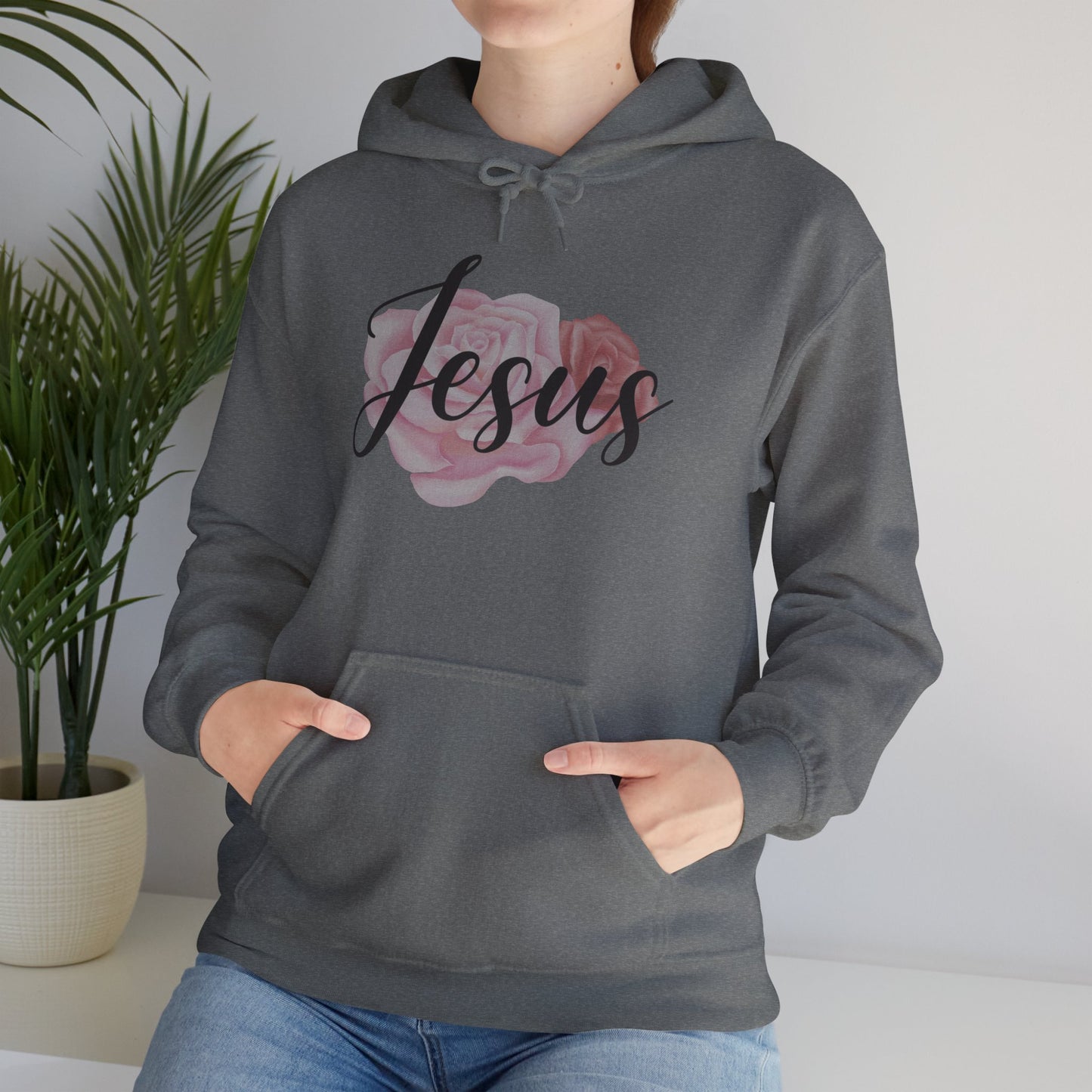 Jesus Hoodie with Roses, Christian Floral Sweatshirt, Faith-Based Hoodie, Scripture Apparel for Women