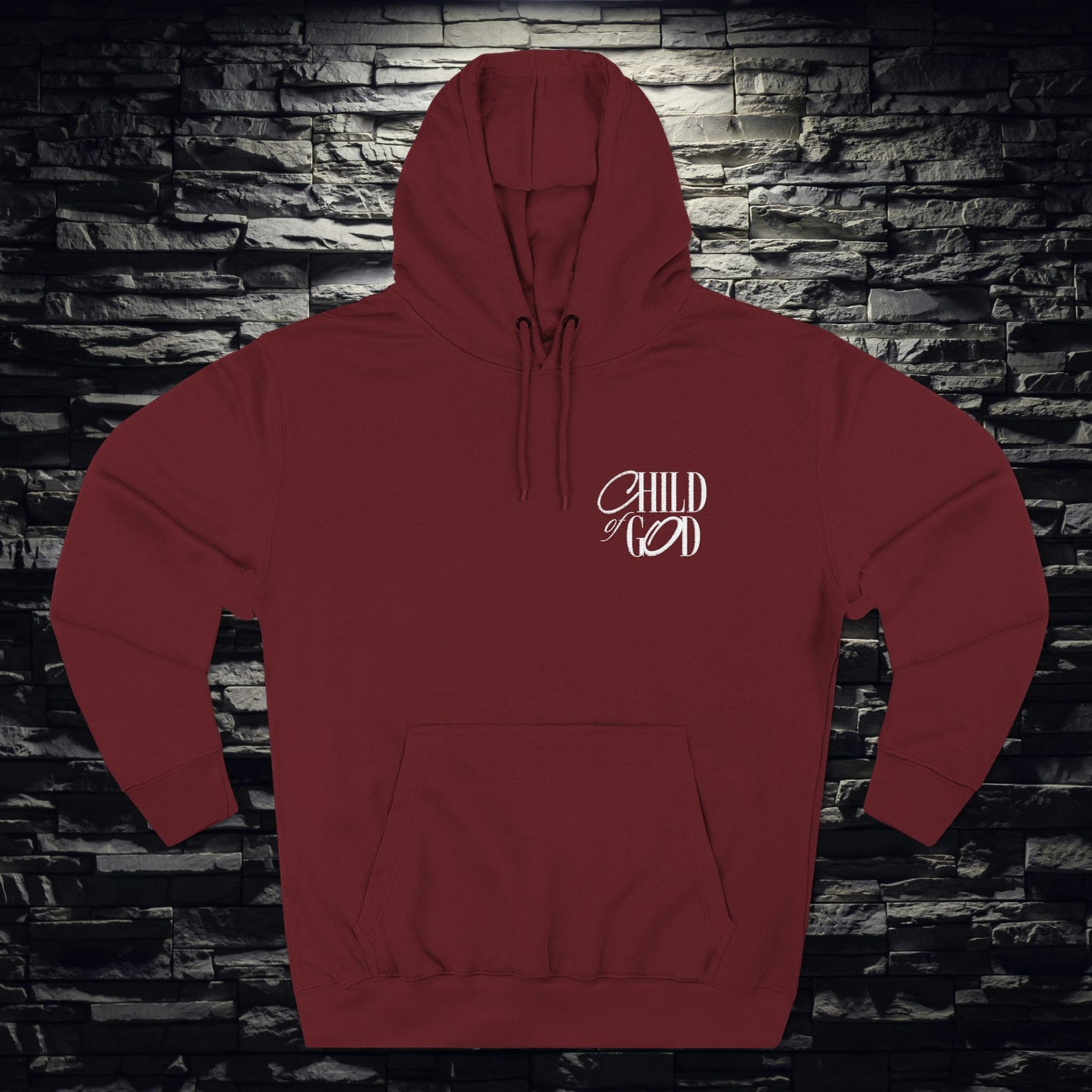 Child of God Three-Panel Fleece Hoodie, Christian Faith-Based Hoodie, Religious Embroidered Sweatshirt, Inspirational Gift for Believers