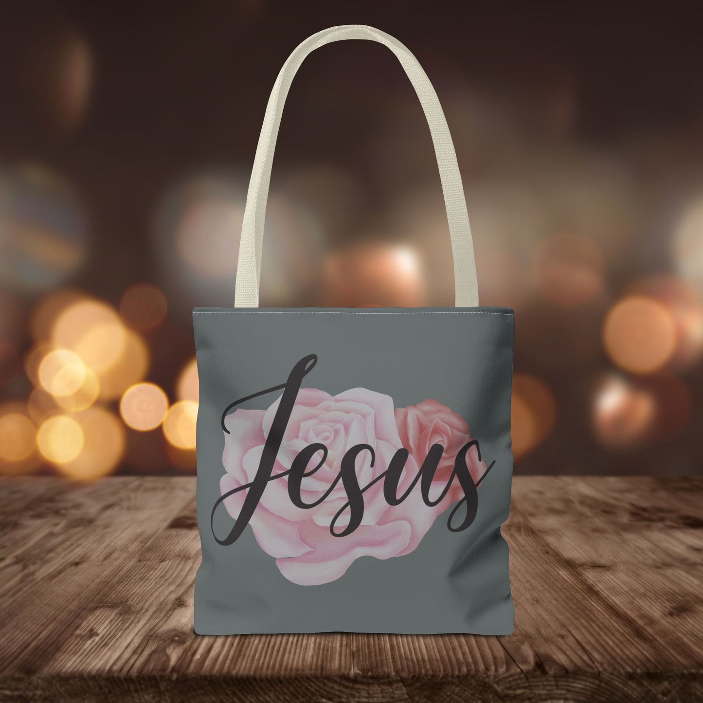 Jesus and Roses Floral Tote Bag