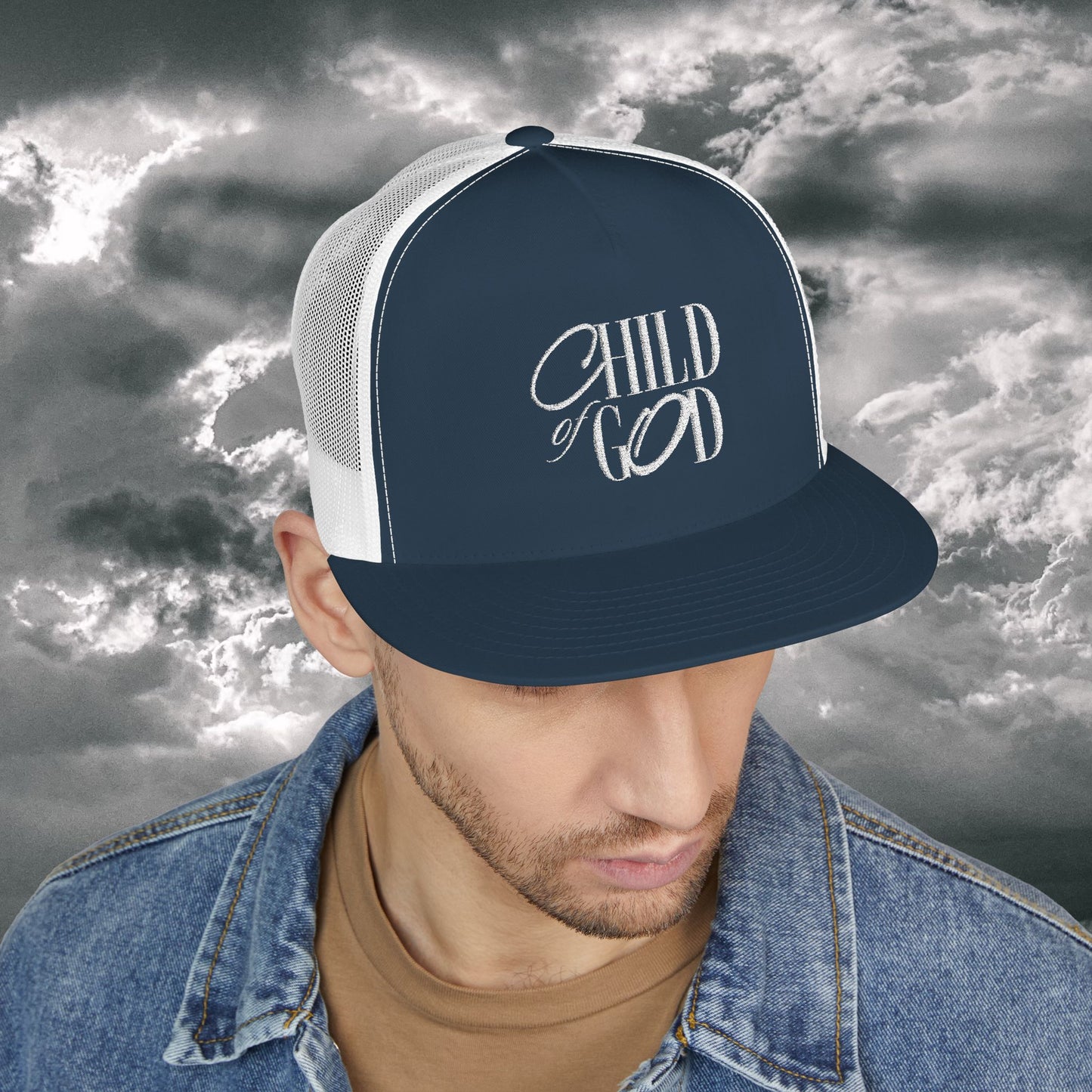 Embroidered Trucker Cap, Stylish Hat, Child of God Design, Faith-Based Apparel, Perfect Gift for Outdoor Activities, Summer Fashion