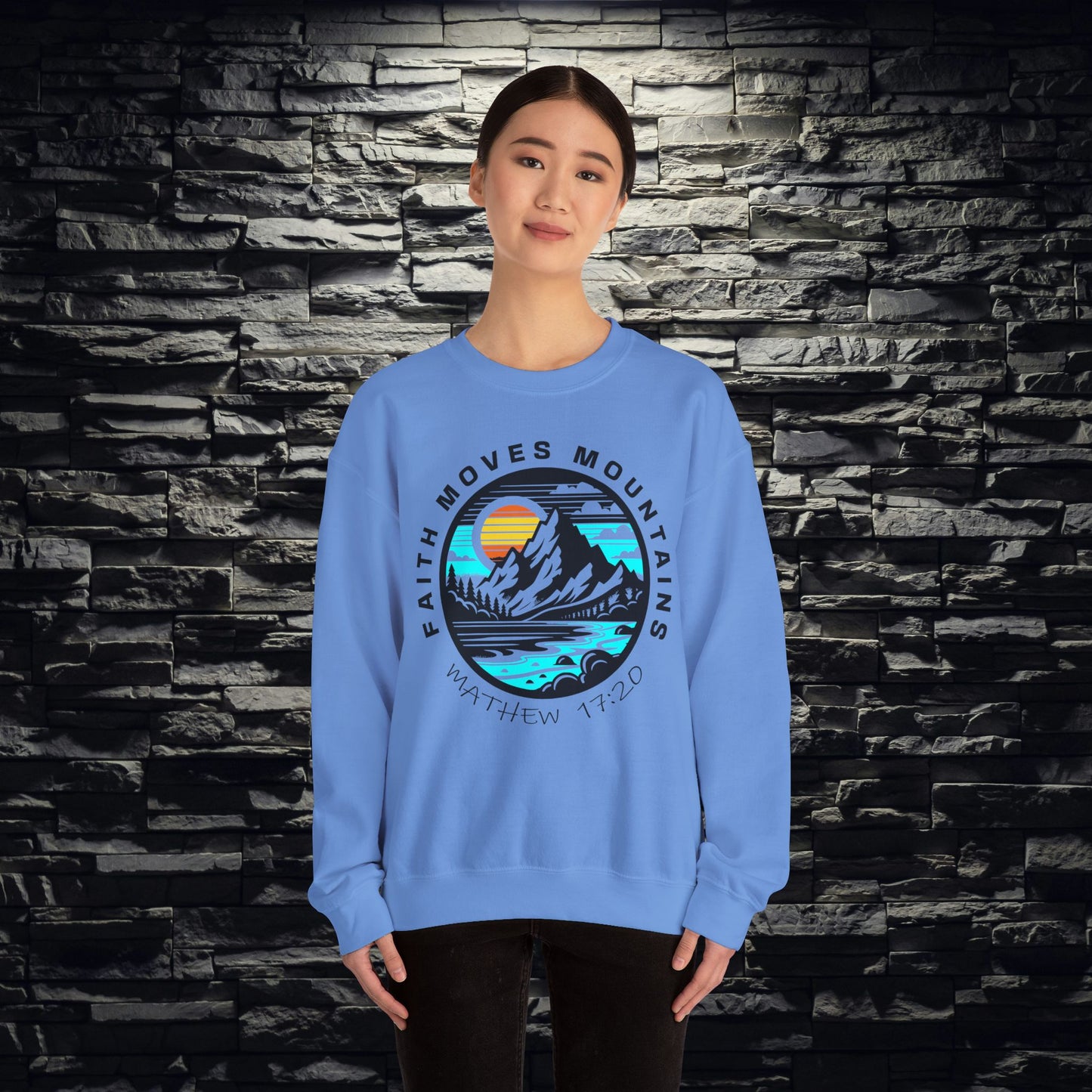 Vibrant Faith Moves Mountains Crewneck Sweatshirt