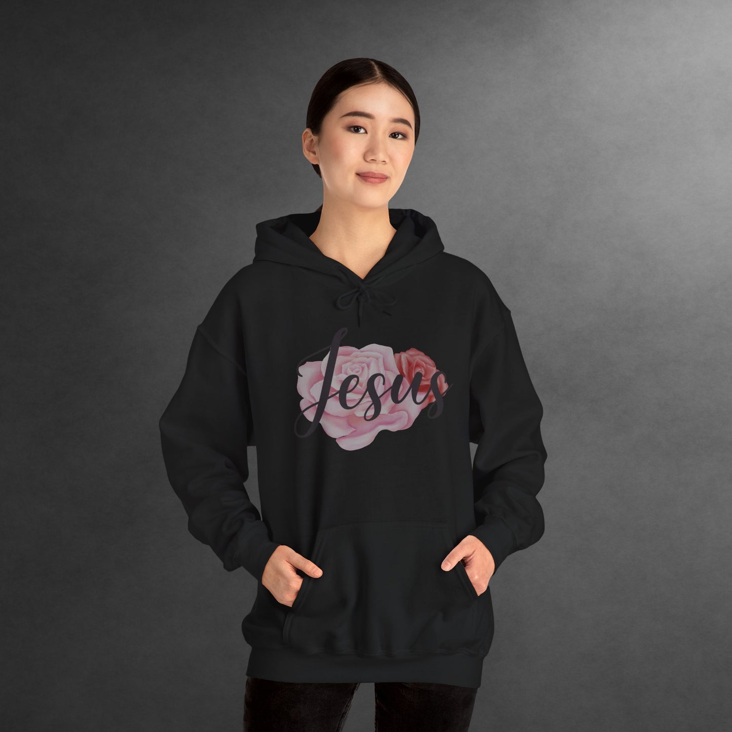 Jesus Hoodie with Roses, Christian Floral Sweatshirt, Faith-Based Hoodie, Scripture Apparel for Women