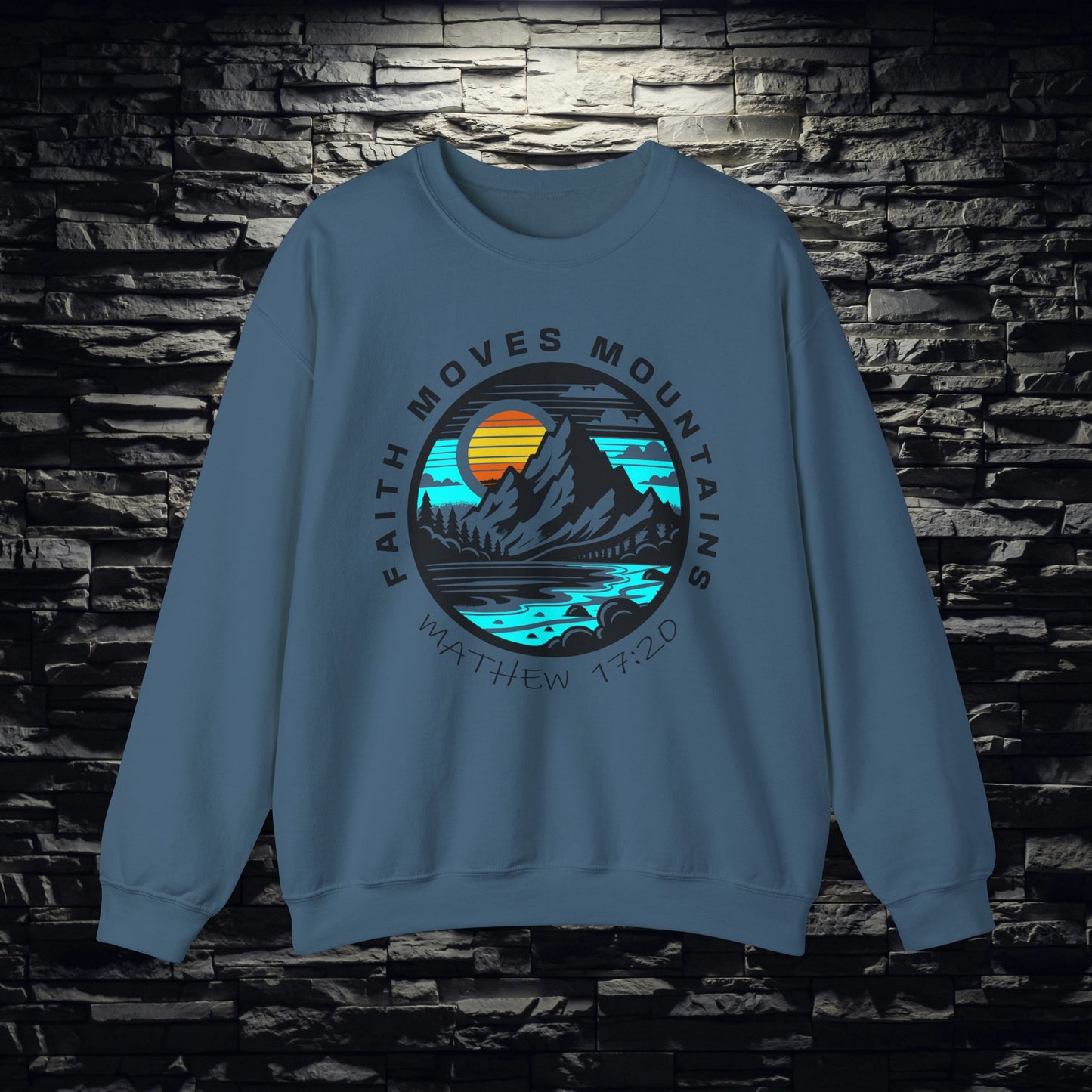 Vibrant Faith Moves Mountains Crewneck Sweatshirt