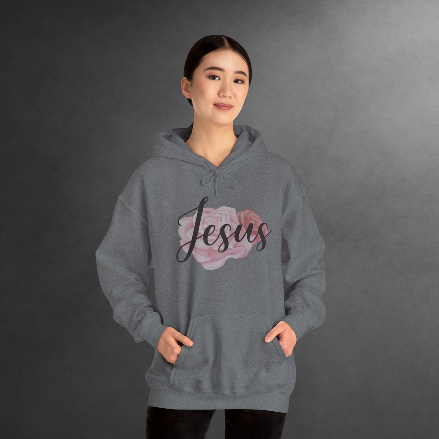 Jesus Hoodie with Roses, Christian Floral Sweatshirt, Faith-Based Hoodie, Scripture Apparel for Women