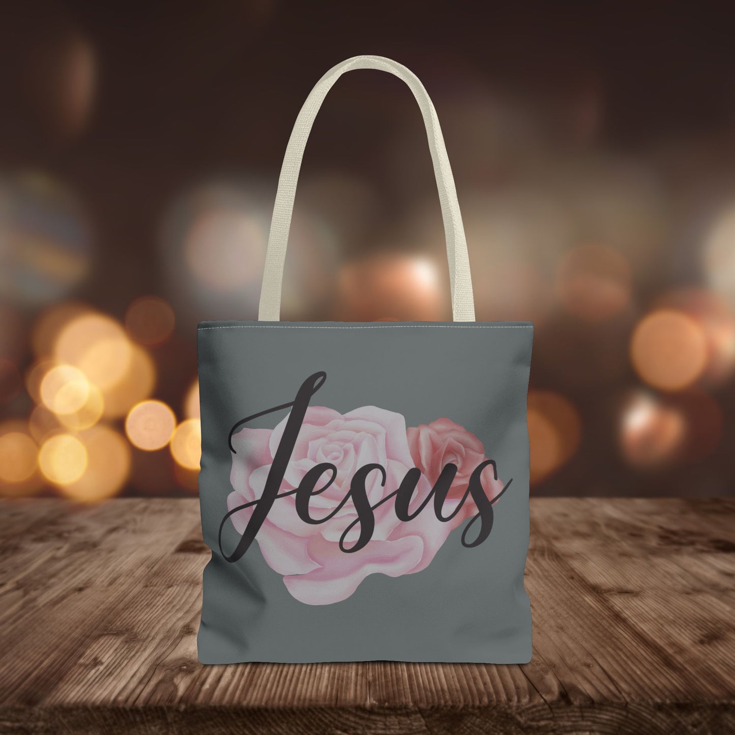 Jesus and Roses Floral Tote Bag