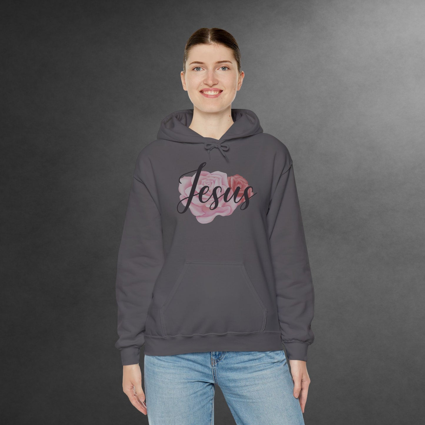 Jesus Hoodie with Roses, Christian Floral Sweatshirt, Faith-Based Hoodie, Scripture Apparel for Women