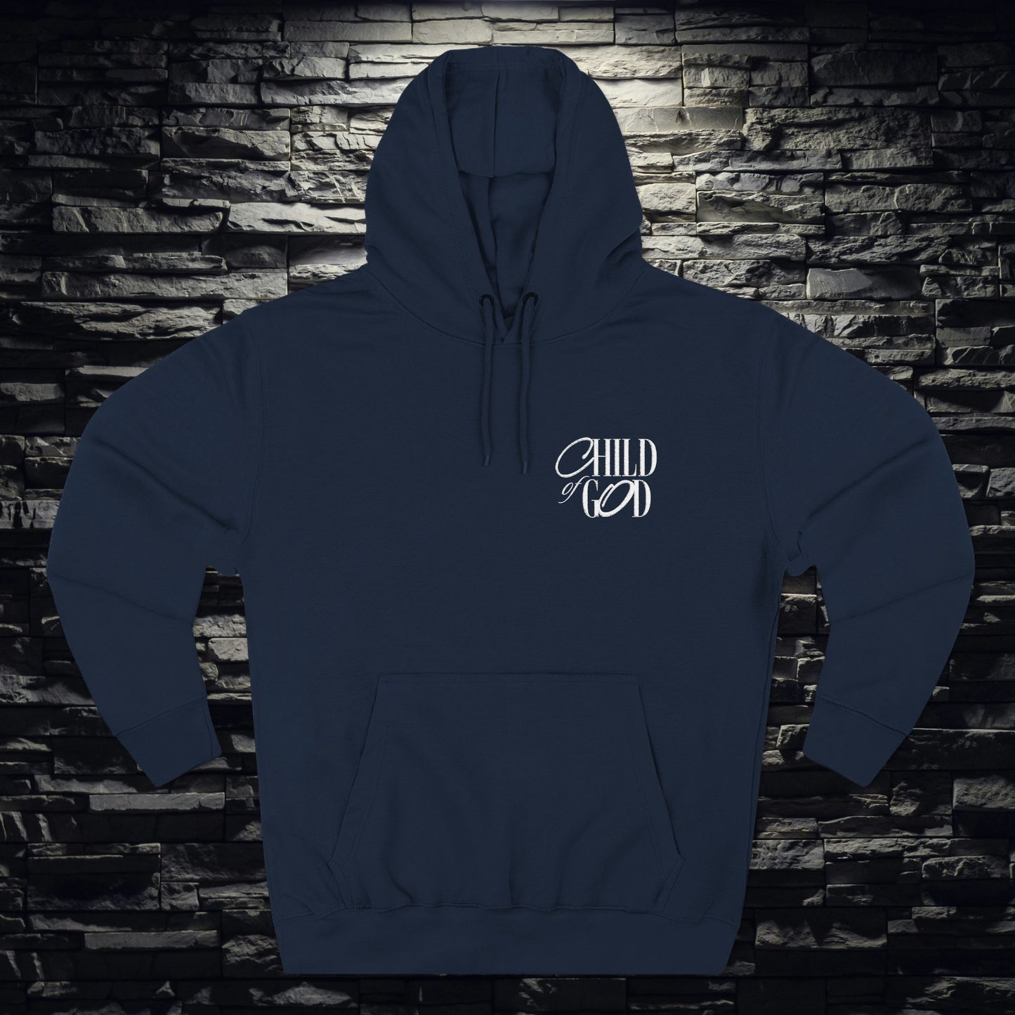 Child of God Three-Panel Fleece Hoodie, Christian Faith-Based Hoodie, Religious Embroidered Sweatshirt, Inspirational Gift for Believers