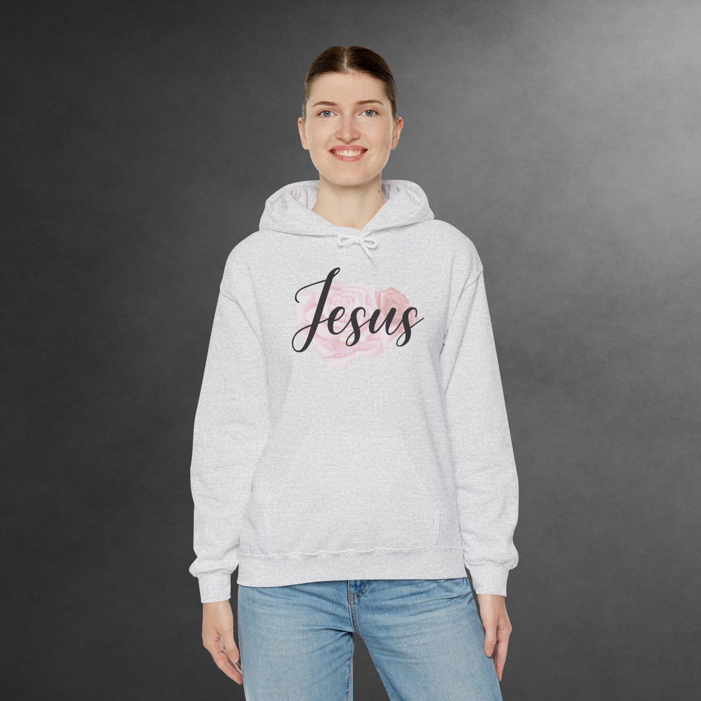 Jesus Hoodie with Roses, Christian Floral Sweatshirt, Faith-Based Hoodie, Scripture Apparel for Women