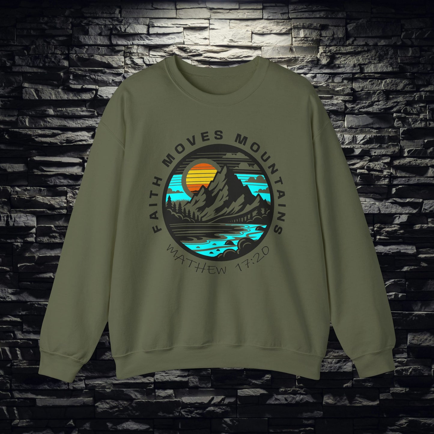 Vibrant Faith Moves Mountains Crewneck Sweatshirt