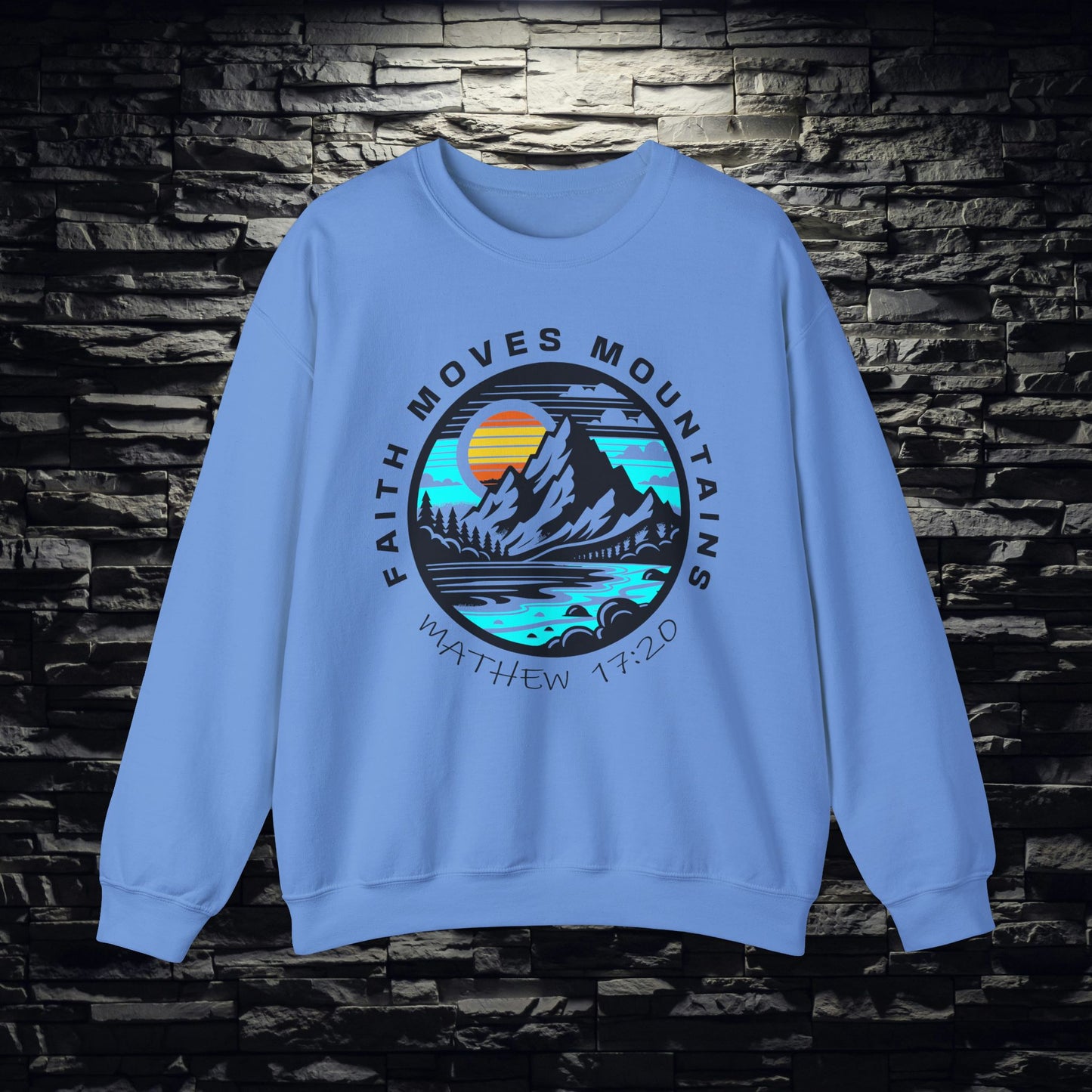 Vibrant Faith Moves Mountains Crewneck Sweatshirt