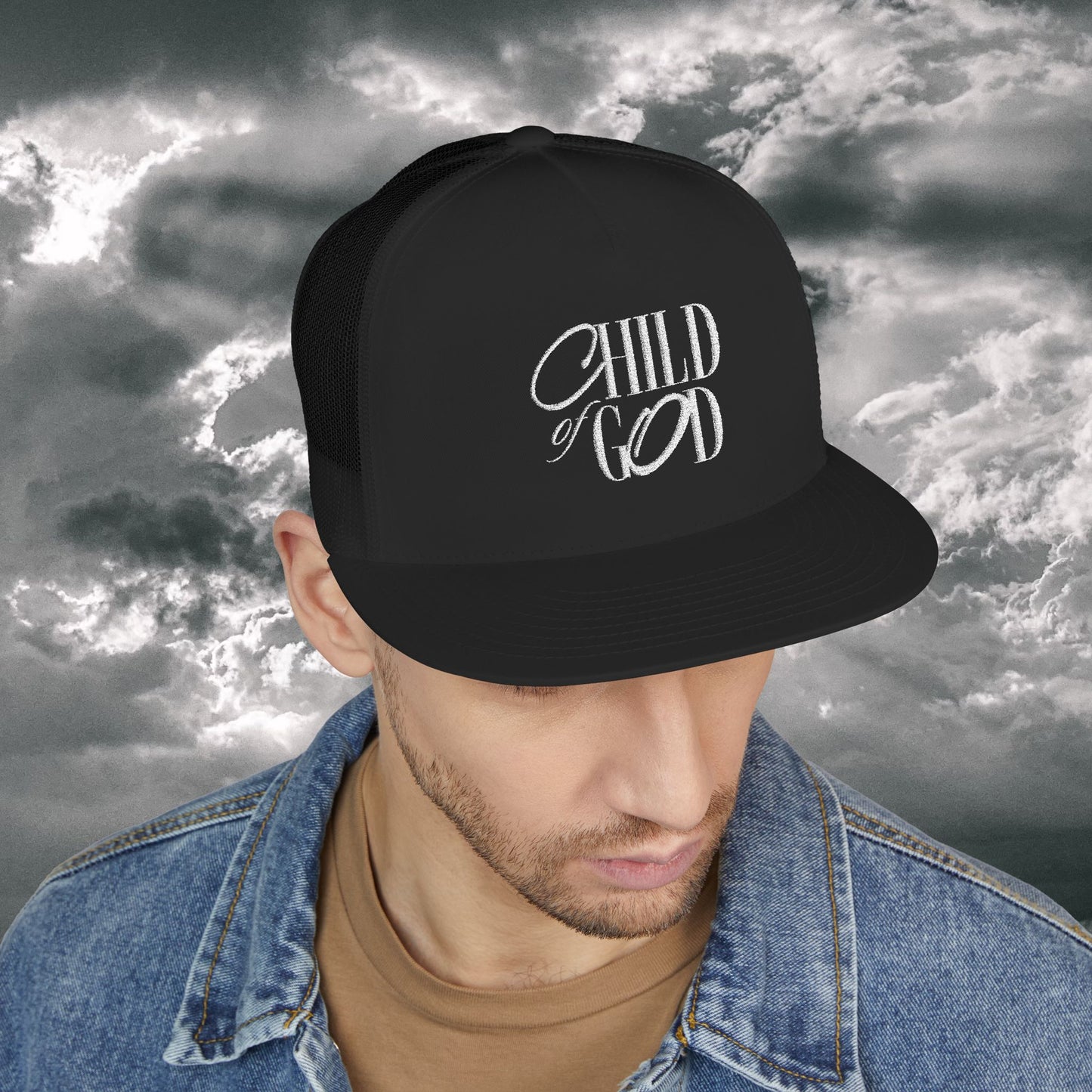 Embroidered Trucker Cap, Stylish Hat, Child of God Design, Faith-Based Apparel, Perfect Gift for Outdoor Activities, Summer Fashion