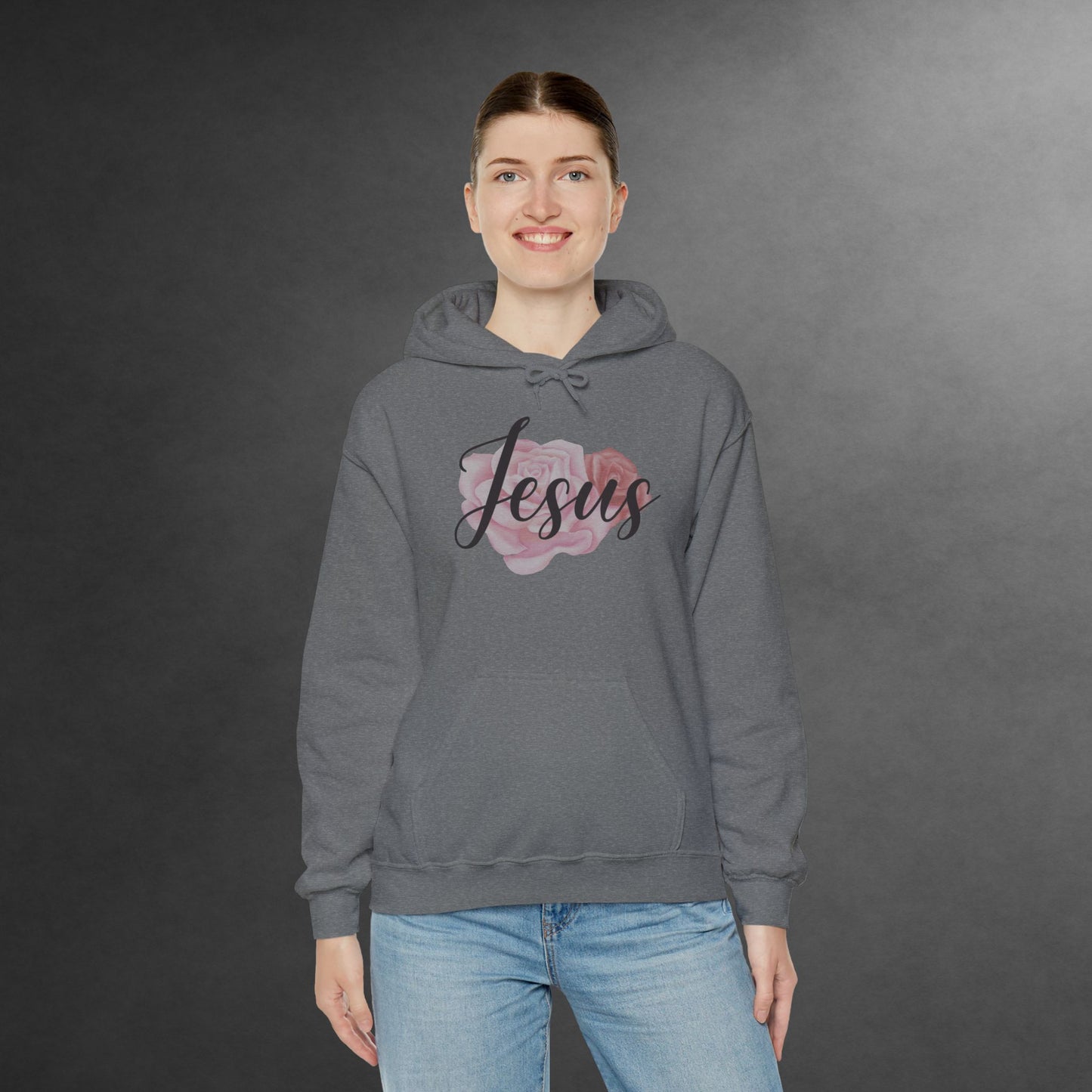 Jesus Hoodie with Roses, Christian Floral Sweatshirt, Faith-Based Hoodie, Scripture Apparel for Women