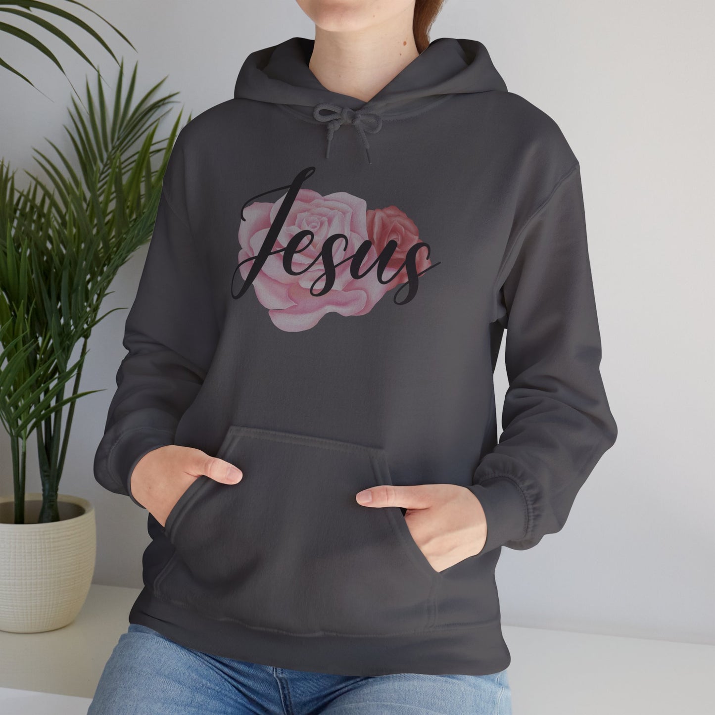 Jesus Hoodie with Roses, Christian Floral Sweatshirt, Faith-Based Hoodie, Scripture Apparel for Women