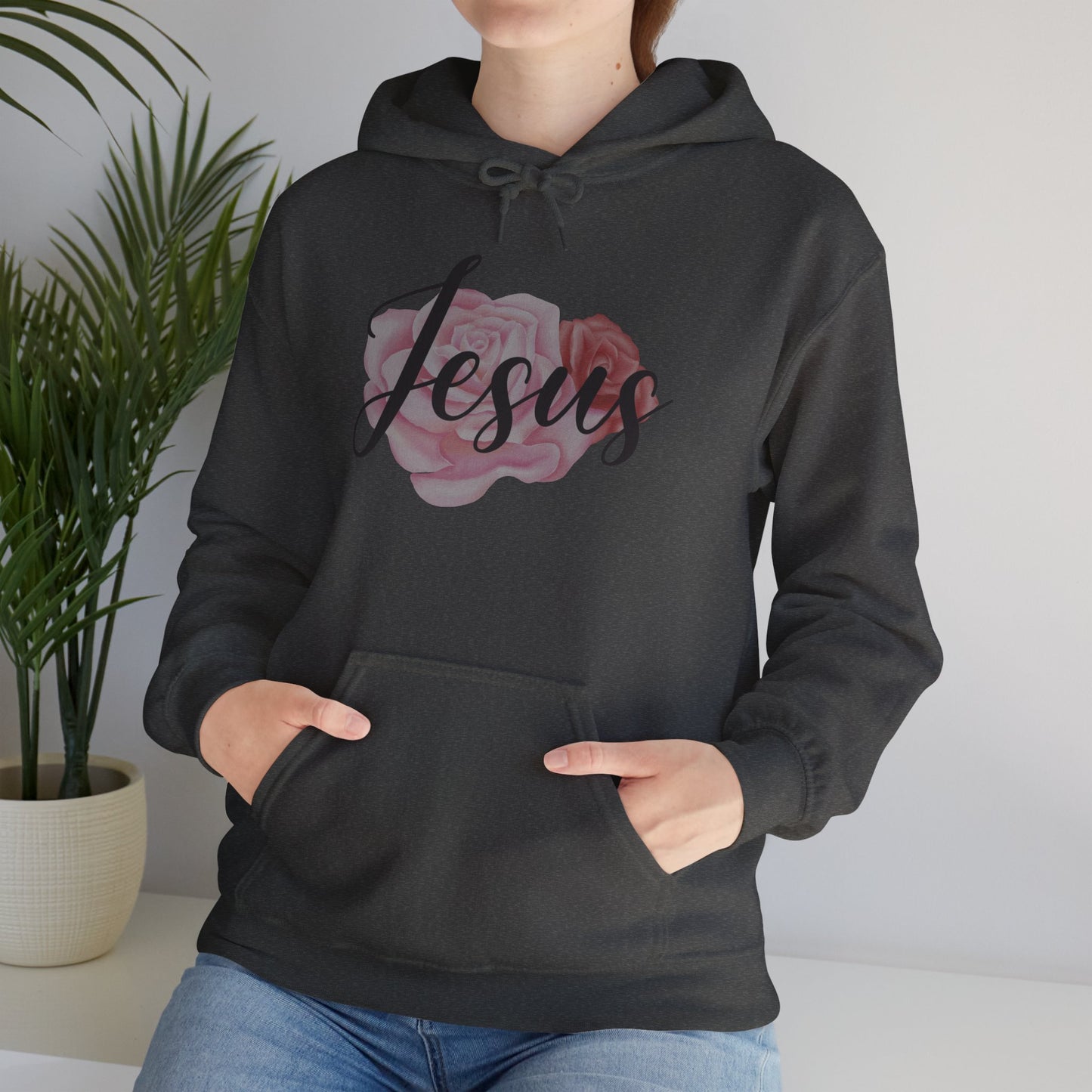 Jesus Hoodie with Roses, Christian Floral Sweatshirt, Faith-Based Hoodie, Scripture Apparel for Women