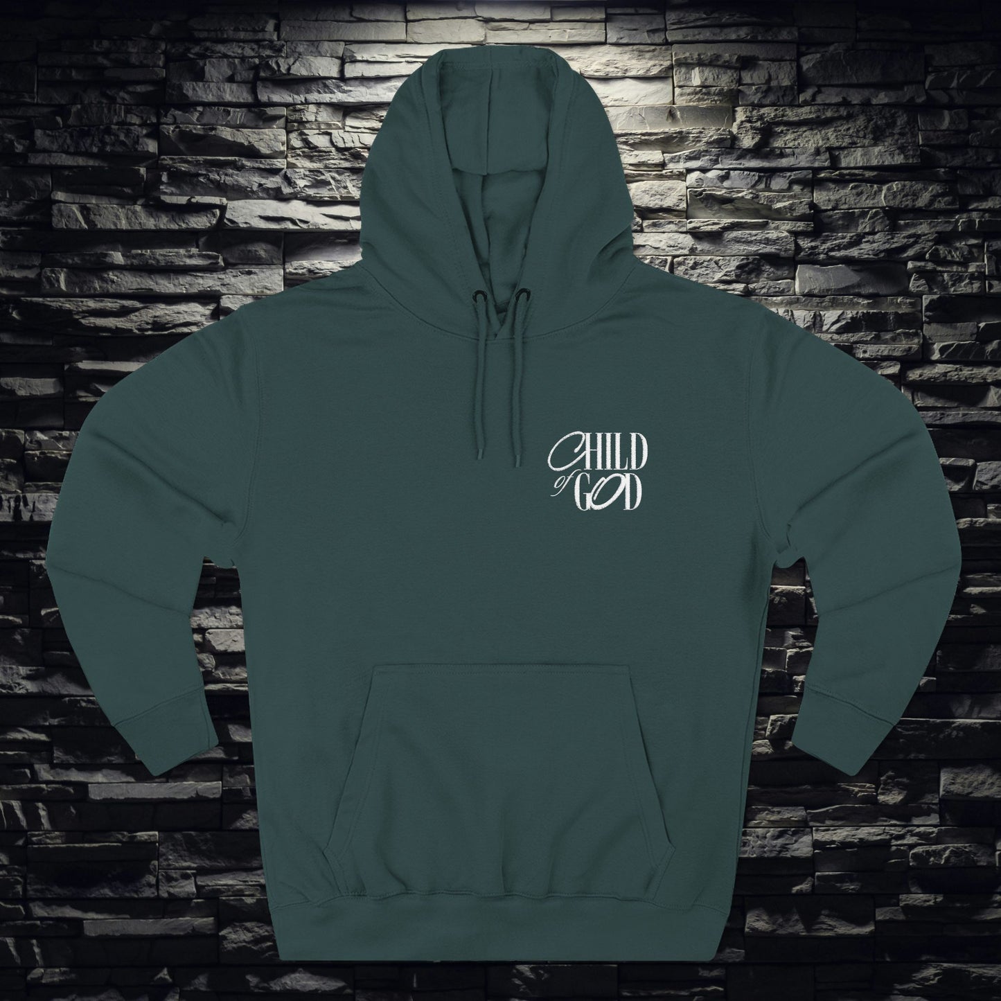 Child of God Three-Panel Fleece Hoodie, Christian Faith-Based Hoodie, Religious Embroidered Sweatshirt, Inspirational Gift for Believers