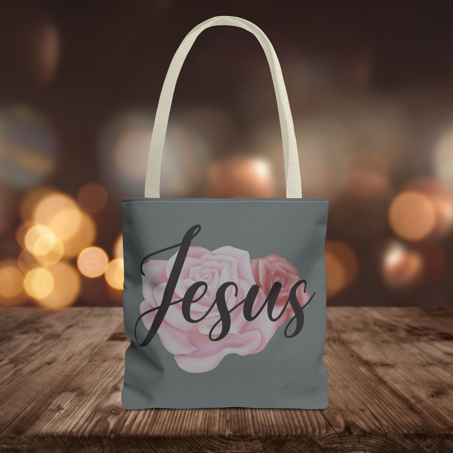 Jesus and Roses Floral Tote Bag