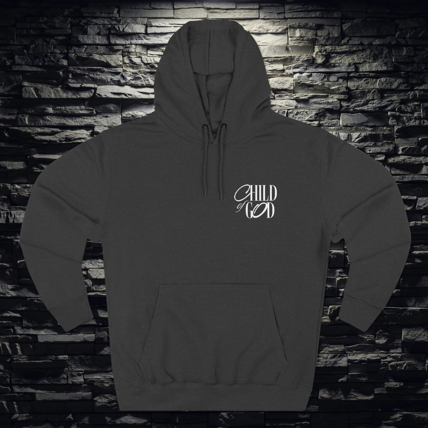 Child of God Three-Panel Fleece Hoodie, Christian Faith-Based Hoodie, Religious Embroidered Sweatshirt, Inspirational Gift for Believers