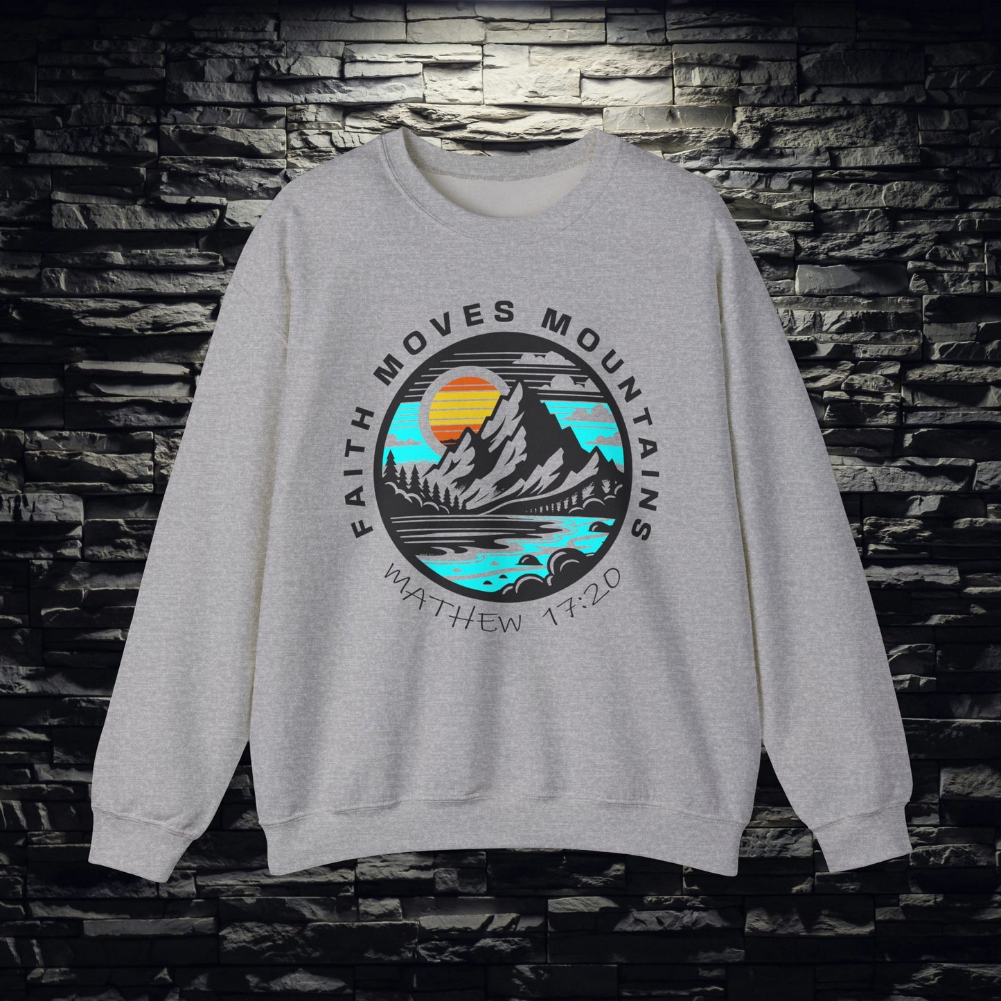 Vibrant Faith Moves Mountains Crewneck Sweatshirt