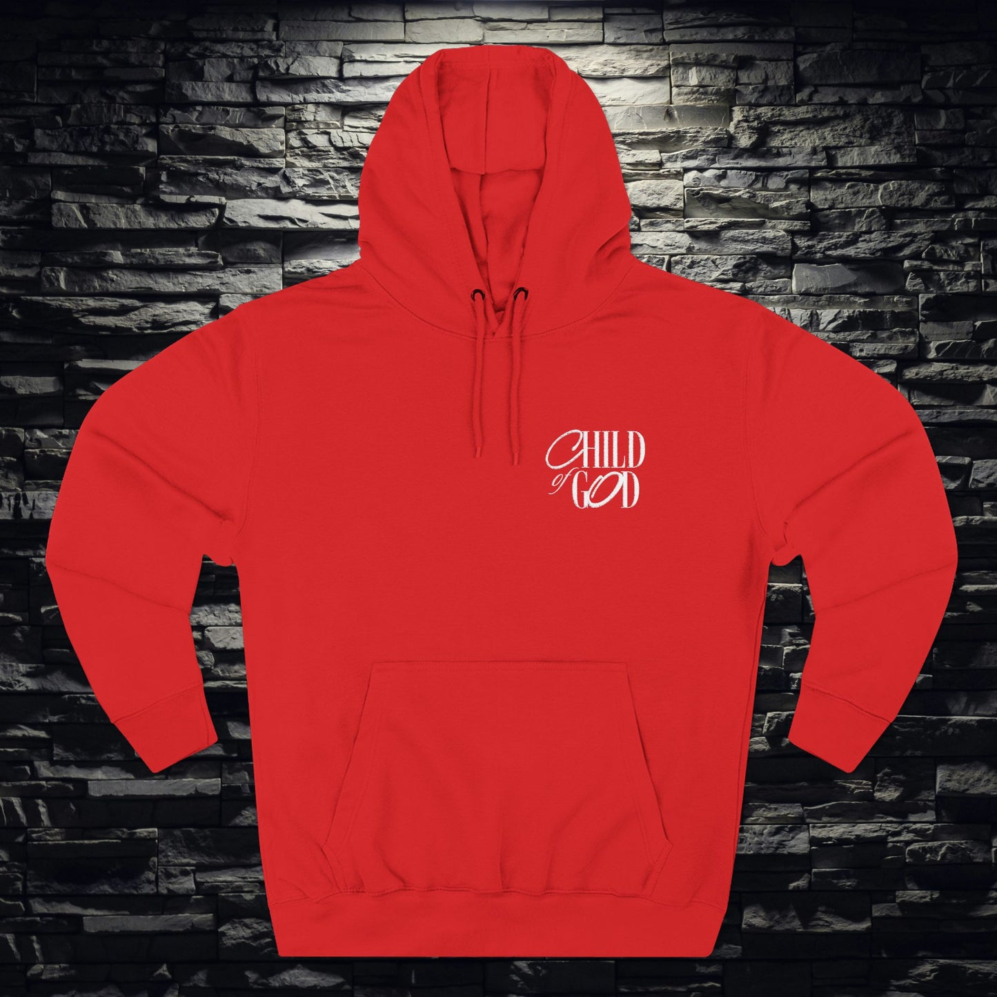 Child of God Three-Panel Fleece Hoodie, Christian Faith-Based Hoodie, Religious Embroidered Sweatshirt, Inspirational Gift for Believers