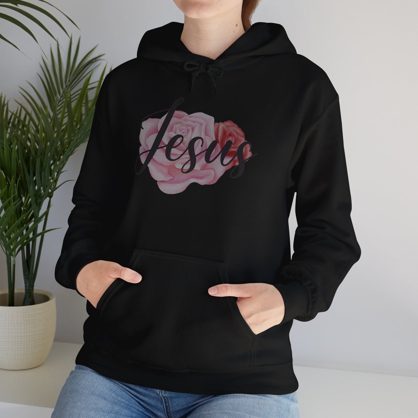 Jesus Hoodie with Roses, Christian Floral Sweatshirt, Faith-Based Hoodie, Scripture Apparel for Women