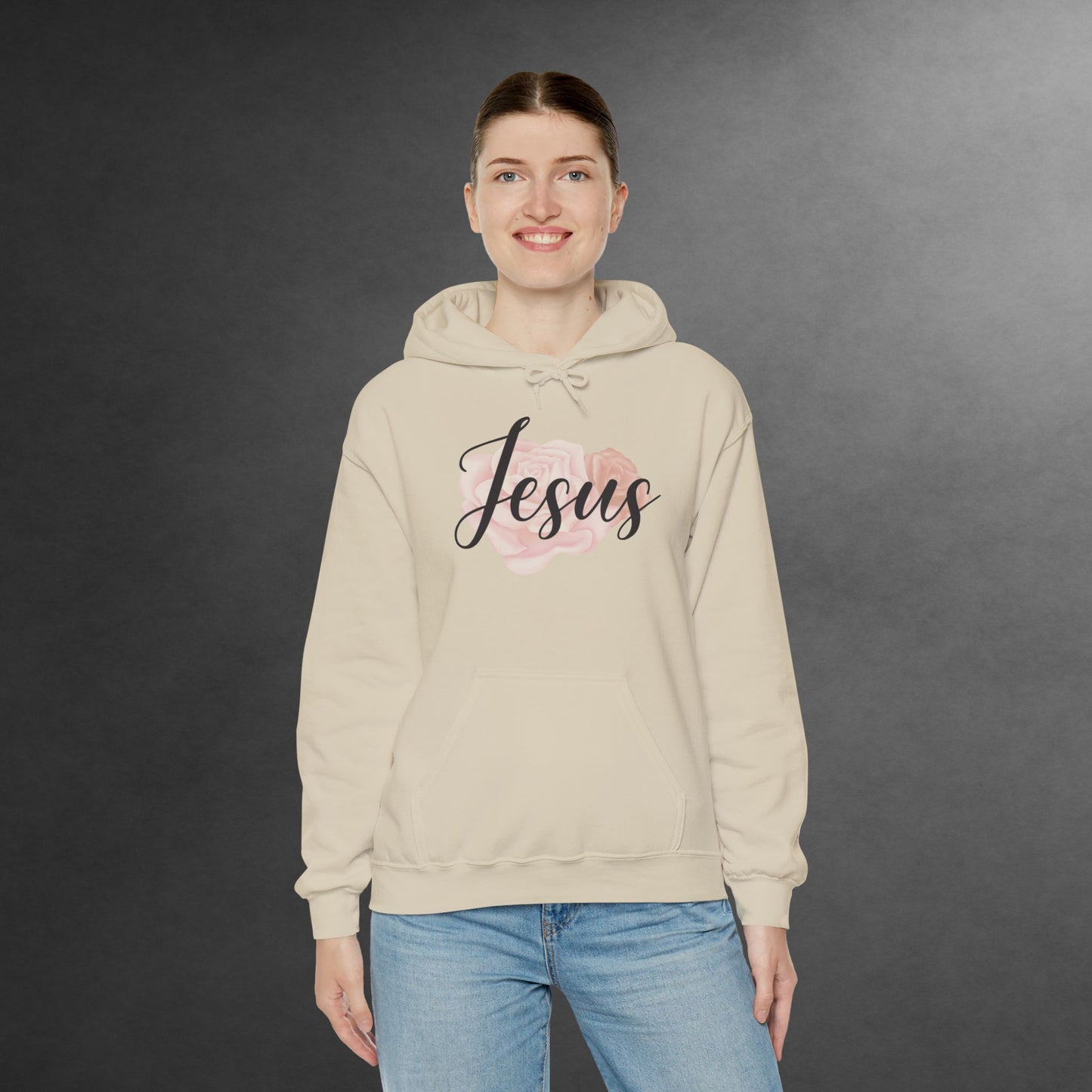 Jesus Hoodie with Roses, Christian Floral Sweatshirt, Faith-Based Hoodie, Scripture Apparel for Women