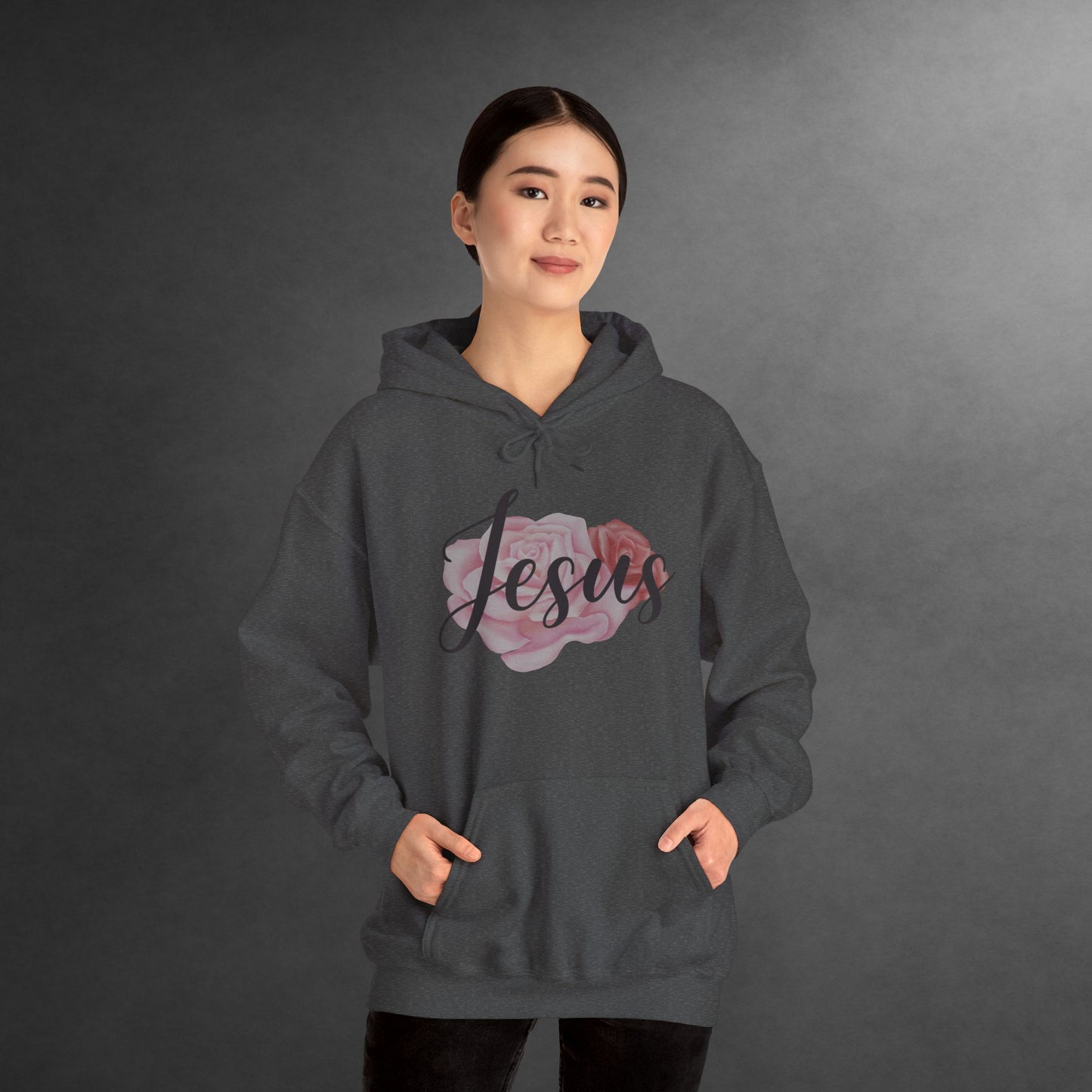 Jesus Hoodie with Roses, Christian Floral Sweatshirt, Faith-Based Hoodie, Scripture Apparel for Women