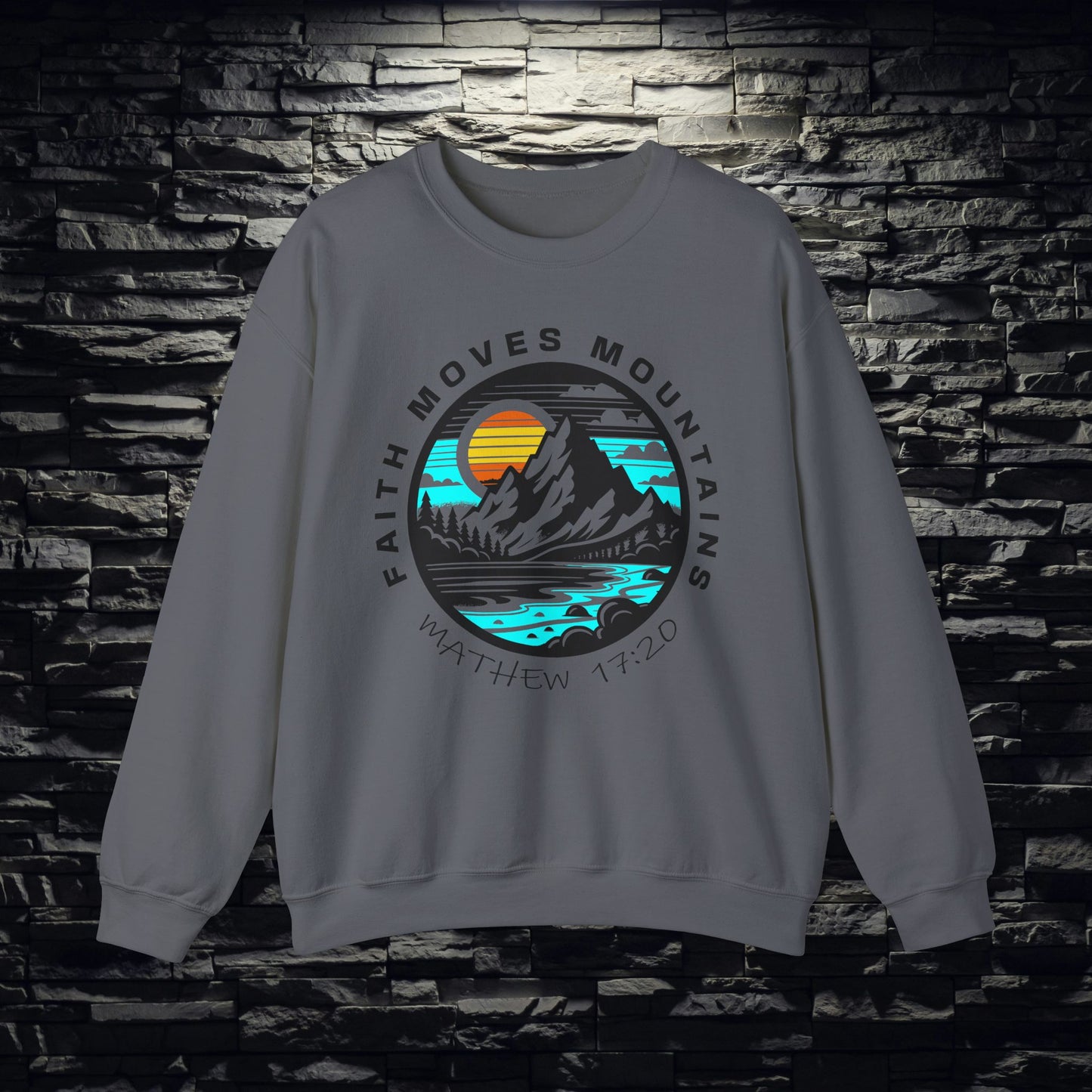 Vibrant Faith Moves Mountains Crewneck Sweatshirt