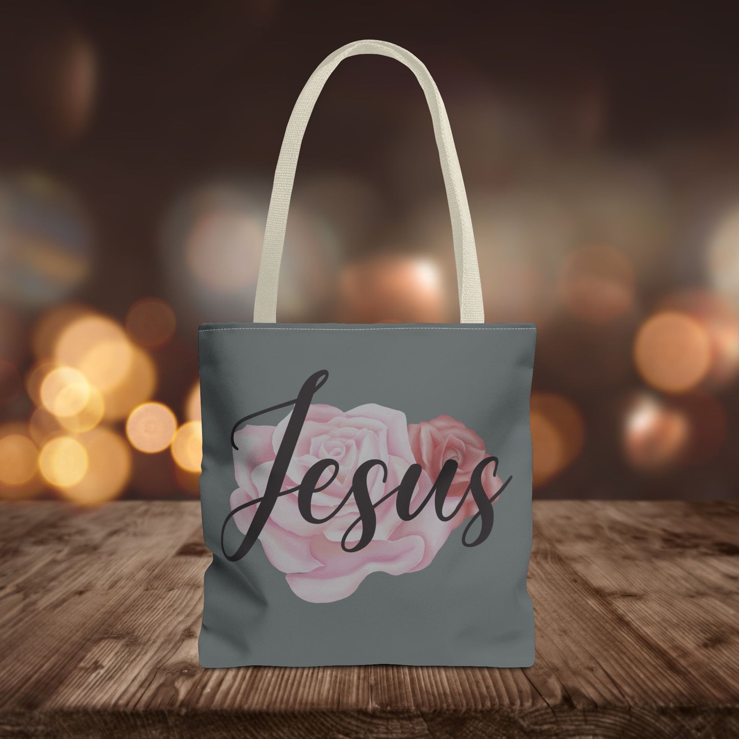 Jesus and Roses Floral Tote Bag