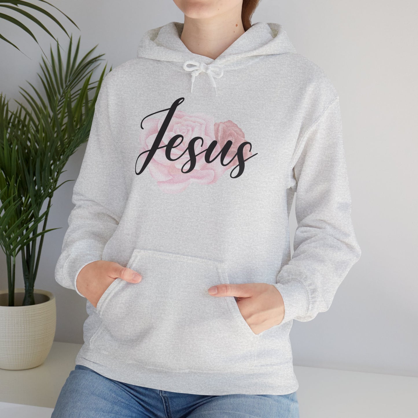 Jesus Hoodie with Roses, Christian Floral Sweatshirt, Faith-Based Hoodie, Scripture Apparel for Women