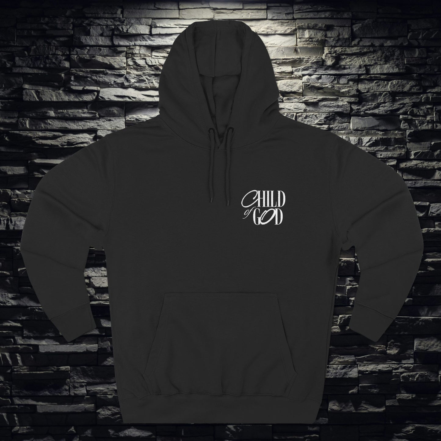 Child of God Three-Panel Fleece Hoodie, Christian Faith-Based Hoodie, Religious Embroidered Sweatshirt, Inspirational Gift for Believers