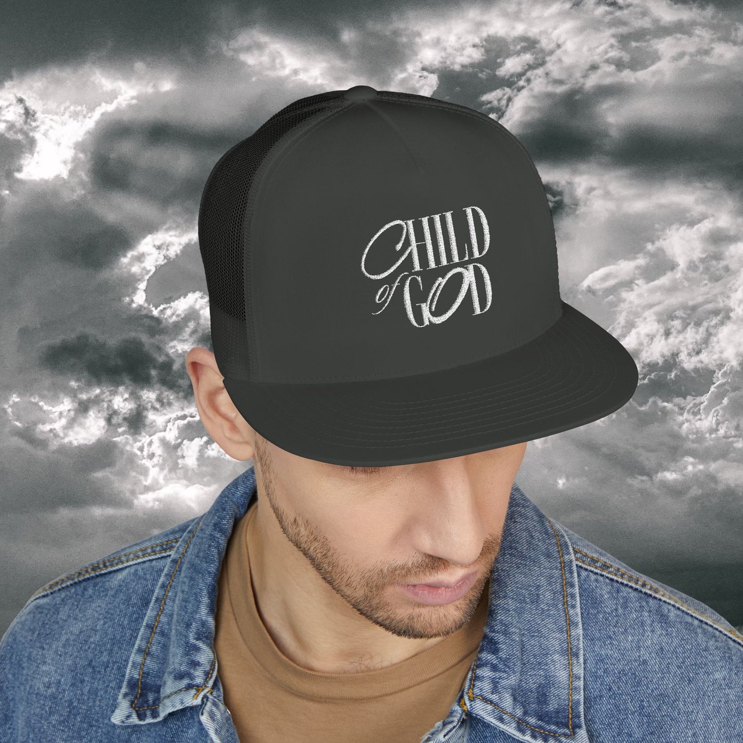 Embroidered Trucker Cap, Stylish Hat, Child of God Design, Faith-Based Apparel, Perfect Gift for Outdoor Activities, Summer Fashion