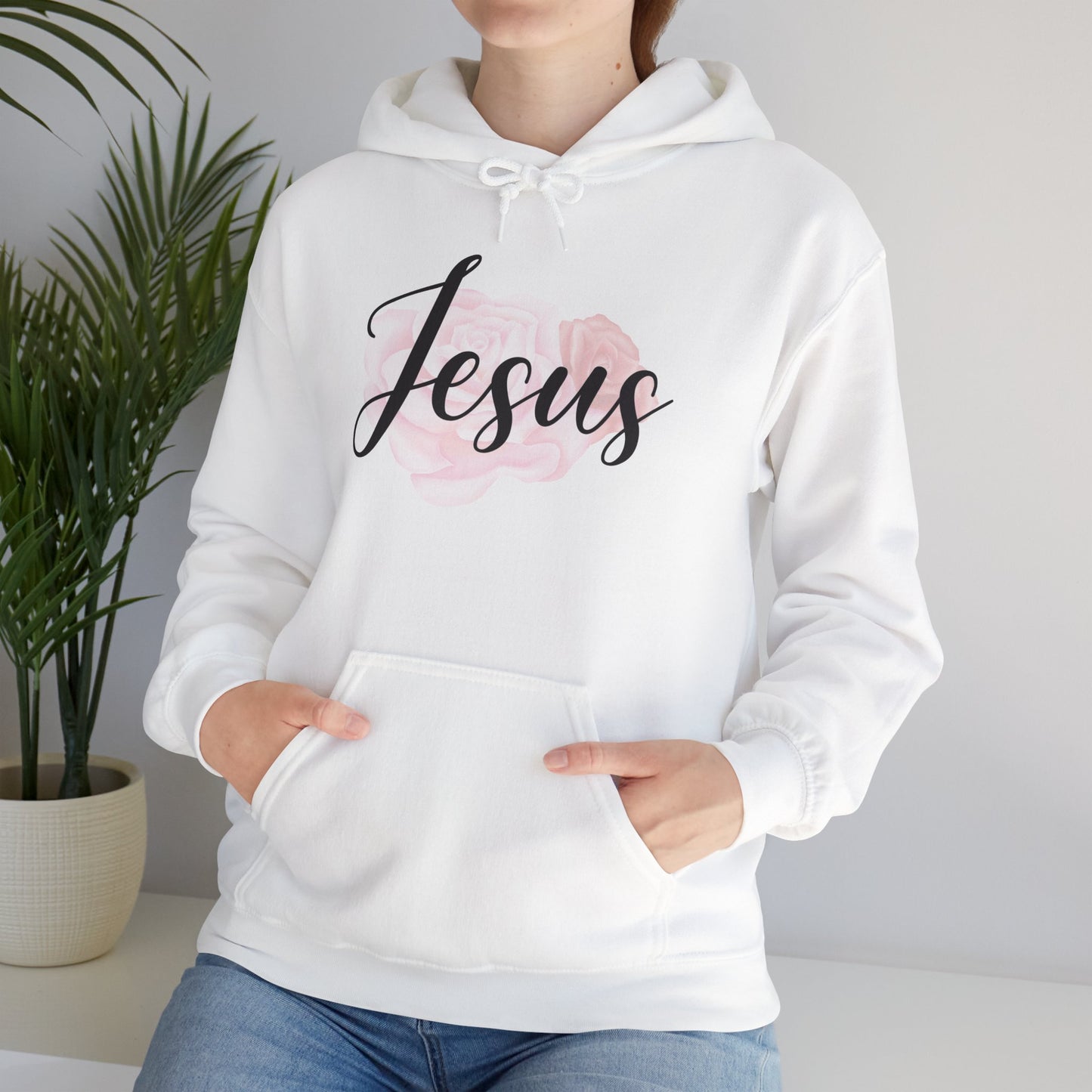 Jesus Hoodie with Roses, Christian Floral Sweatshirt, Faith-Based Hoodie, Scripture Apparel for Women
