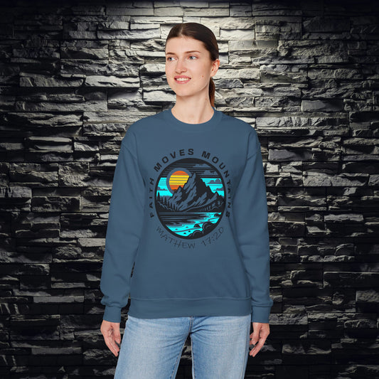 Vibrant Faith Moves Mountains Crewneck Sweatshirt